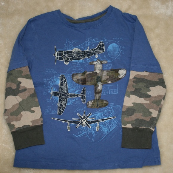Jumping Beans Other - Jumping Beans Airplane Shirt with Camo Sleeves
